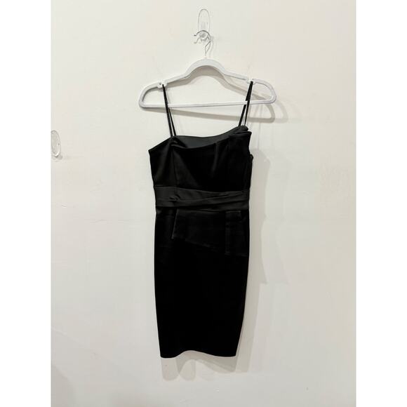 NWT David Meister Sleeveless Spaghetti Strap Peplum Mini Sheath Dress Black 4 - Picture 1 of 6